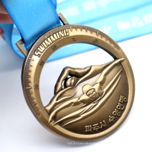 Custom Metal Sport 3D Antique Swimming Silver Plating Medal Wholesale